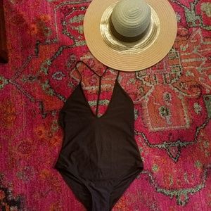 New Zaful black low V neck high cut one piece